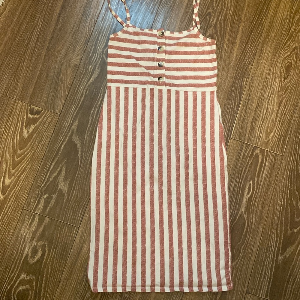 Womens Derek Heart Rose Red and White Stripped Dress Size M FREE SHIPPING!!